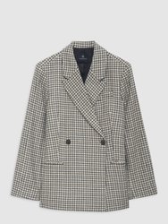 Kaia Blazer - Cream And Tan Check