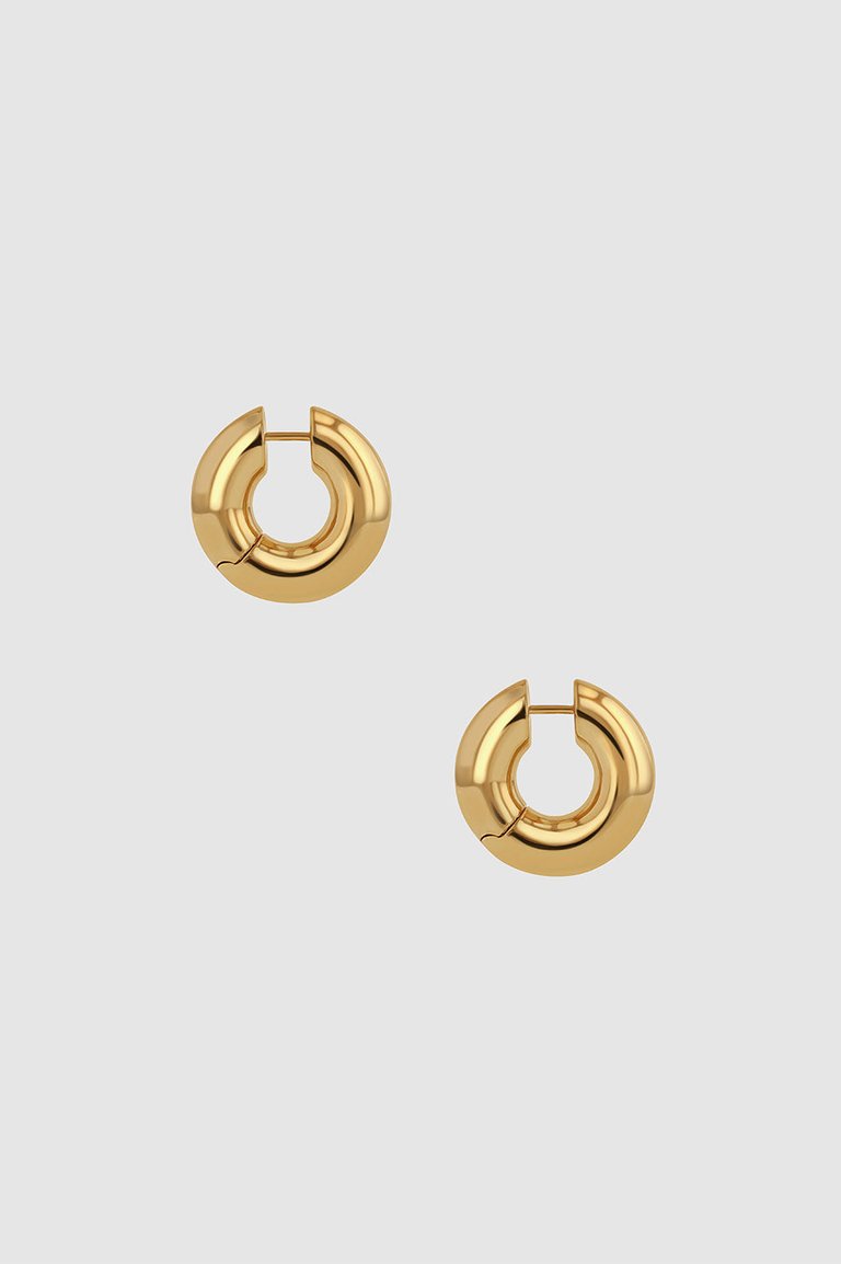 Small Bold Link Hoops - Gold - Gold