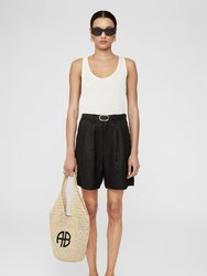 Small Leah Hobo Bag - Natural With Black