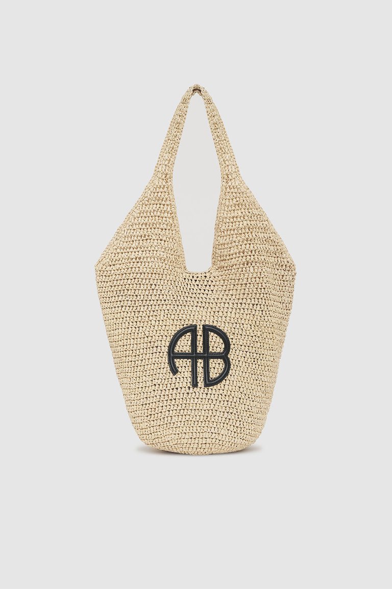 Small Leah Hobo Bag - Natural With Black -  Natural With Black 