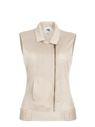 Eerika Knit Collared Jacket - Metallic Beige