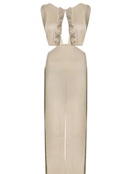 Florencia Flared-Leg Knit Jumpsuit - Metallic Beige