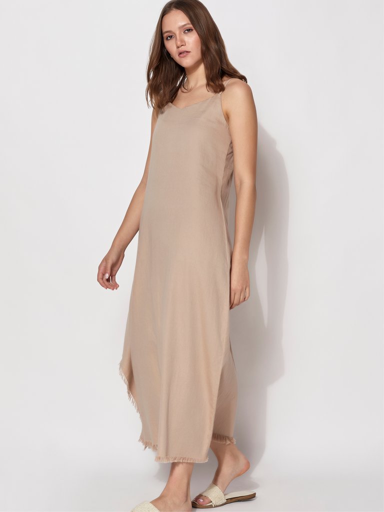 Gaia Fringed Dress - Cocoa