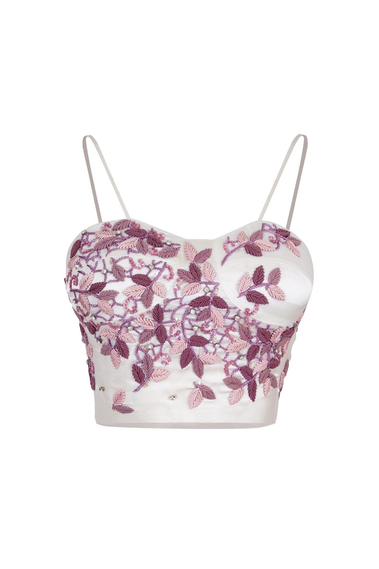 Gloria Embroidered Bustier Top - White