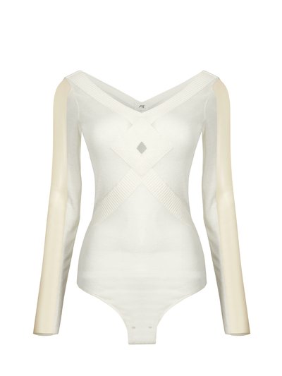 ANJUM KHAN Grecia White Crossover Knit Top product