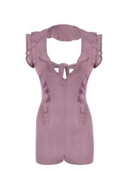Rosario Ruffled Knit Playsuit - Purple Pink