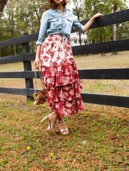 Elle Skirt In Burgundy Floral