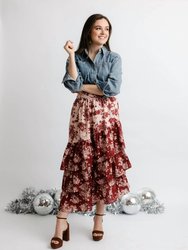 Elle Skirt In Burgundy Floral - Burgundy Floral