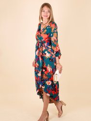 Abstract Print Overlap Asymmetrical Dress