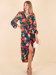 Abstract Print Overlap Asymmetrical Dress