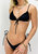Adjustable Triangle Front Bow Thong Bikini Set - Black