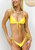 Adjustable Triangle Front Bow Thong Bikini Set - Mellow Yellow