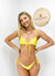Adjustable Triangle Front Bow Thong Bikini Set - Mellow Yellow - Mellow Yellow