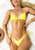 Adjustable Triangle Front Bow Thong Bikini Set - Mellow Yellow