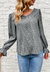 Animal Print Puff Sleeve Blouse - Gray