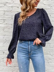 Animal Print Puff Sleeve Blouse