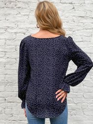 Animal Print Puff Sleeve Blouse