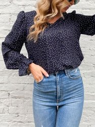 Animal Print Puff Sleeve Blouse