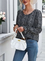 Animal Print Puff Sleeve Blouse