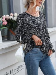 Animal Print Puff Sleeve Blouse