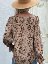 Animal Print Puff Sleeve Blouse