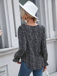 Animal Print Puff Sleeve Blouse