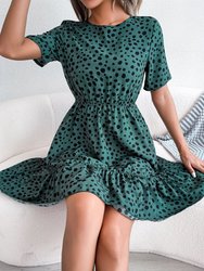 Animal Print Ruffle Hem Dress