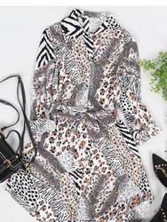 Animal Print Shirt Dress