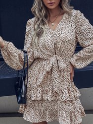 Animal Print Tiered Ruffle Dress