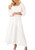 Anna-Kaci Long Sleeve Swiss Dot Lined Maxi Dress For Women Smocked Tied Detail Square Neck - White