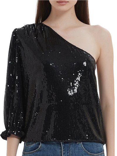 Anna-Kaci Anna-Kaci Summer Sparkle Sequins One Shoulder Top Blouse Cocktail Casual Glitter Sequined T-Shirt Tops product