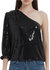 Anna-Kaci Summer Sparkle Sequins One Shoulder Top Blouse Cocktail Casual Glitter Sequined T-Shirt Tops - Black