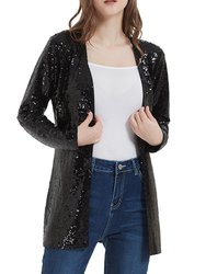 Anna-Kaci Women's Sequin Jacket Open Front Coat Blazer Party Cocktail Outerwear Cardigan