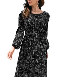 Backless Polka Dot Dress For Women - Black