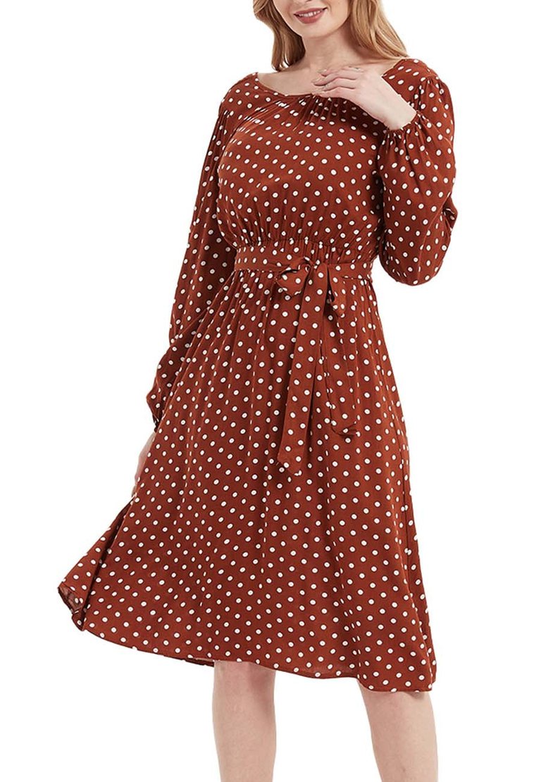 Backless Polka Dot Dress For Women - Red