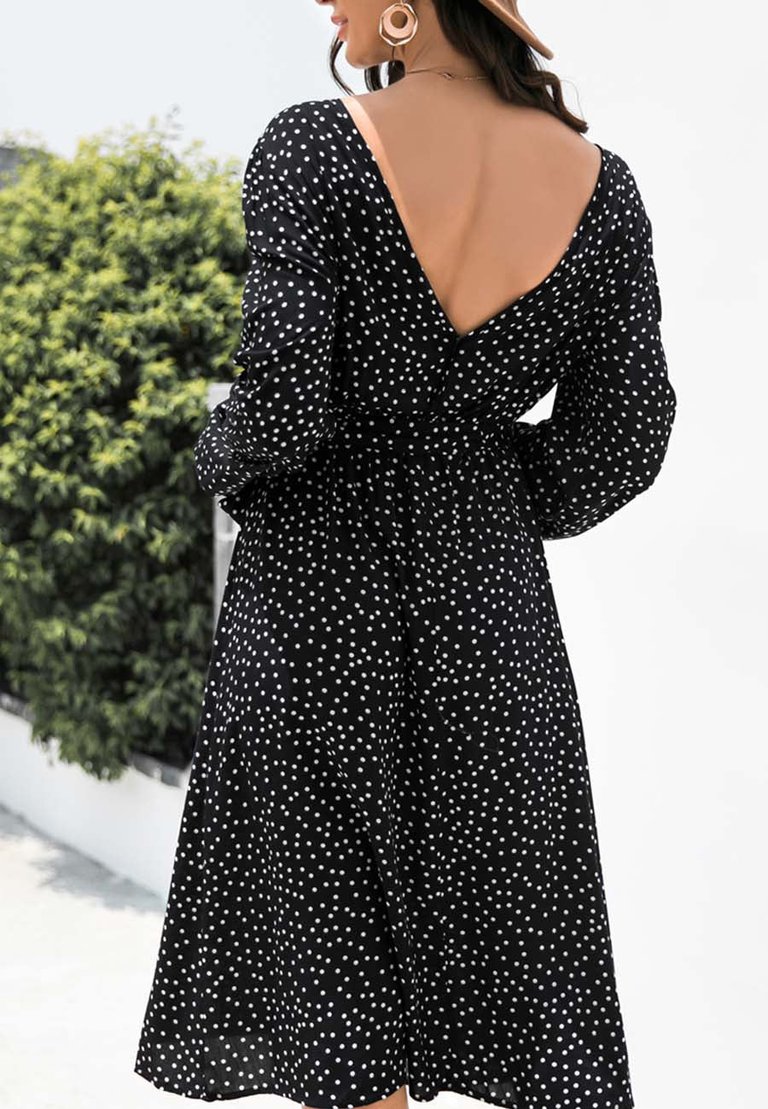 Backless Polka Dot Dress For Women