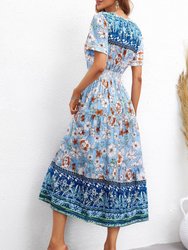 Bohemian Print Button Front Dress