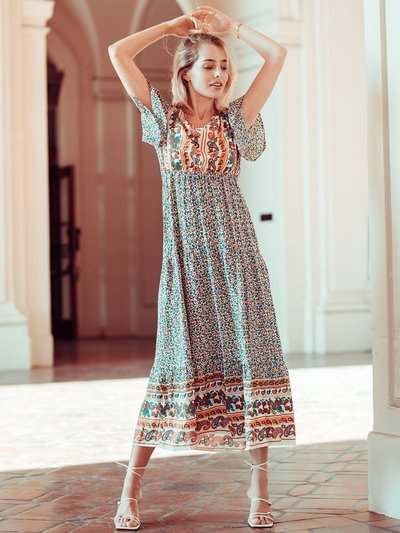 Anna-Kaci Boho Flared Sleeve Paisley Maxi Dress product