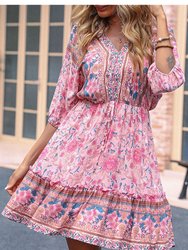 Boho Tie Waist Summer Dress