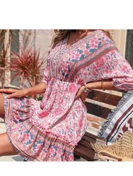 Boho Tie Waist Summer Dress