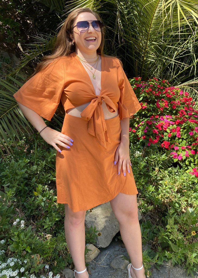 Bow Front Tie Paradise Dress - Orange