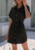 Button Down Collared Shirt Dress - Black