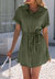 Button Down Collared Shirt Dress - Olive Green
