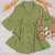 Button Down Ruffle Tier Short Dress - Olive Green