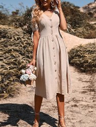 Button Down Tie Sleeve Dress