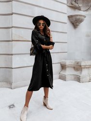 Button Down Tie Waist Dress