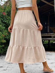 Button Down Tiered Midi Skirt