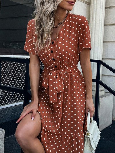 Anna-Kaci Button Front Polka Dot Dress product