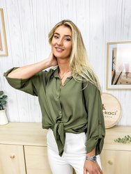 Button Front Relaxed Fit Blouse