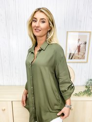 Button Front Relaxed Fit Blouse